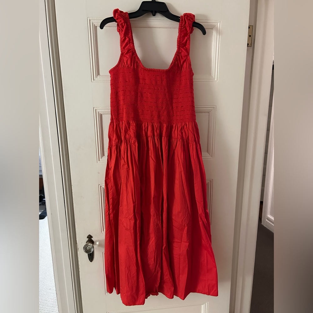 La Ligne Smocked Midi Dress in Poppy